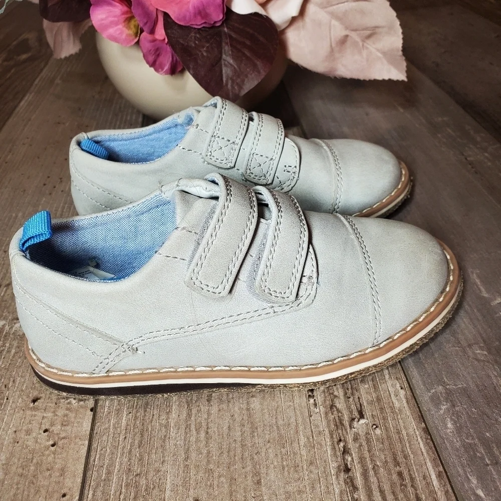 Cat & Jack Grey Toddler Boy Velcro Oxford Dress Shoes Size 10 NWOT EUC